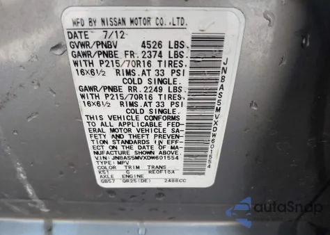 2013 Nissan Rogue S из США, поврежденный, VIN JN8AS5MVXDW601554